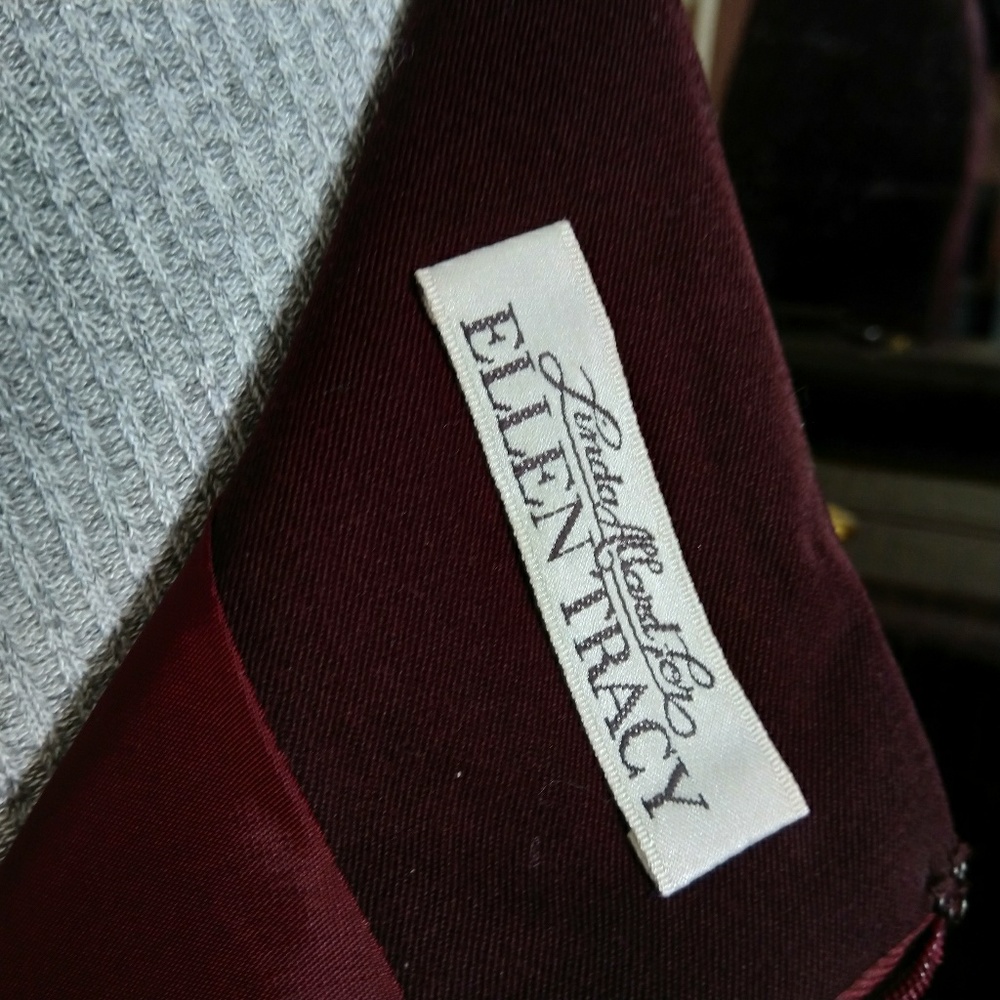 Vintage Plum Pencil Skirt Wool Ellen Tracy 8p - Picture 2 of 7